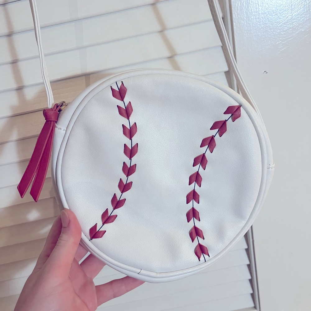 Leather circle baseball purse